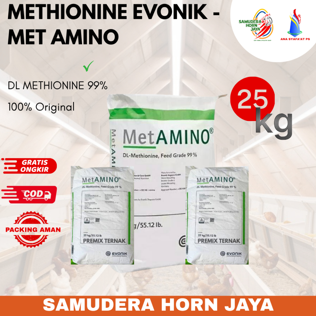 METHIONINE METAMINO EVONIK - Metionine Asam Amino Pemacu Pertumbuhan & Penggemuk Ayam petelur,Bebek,