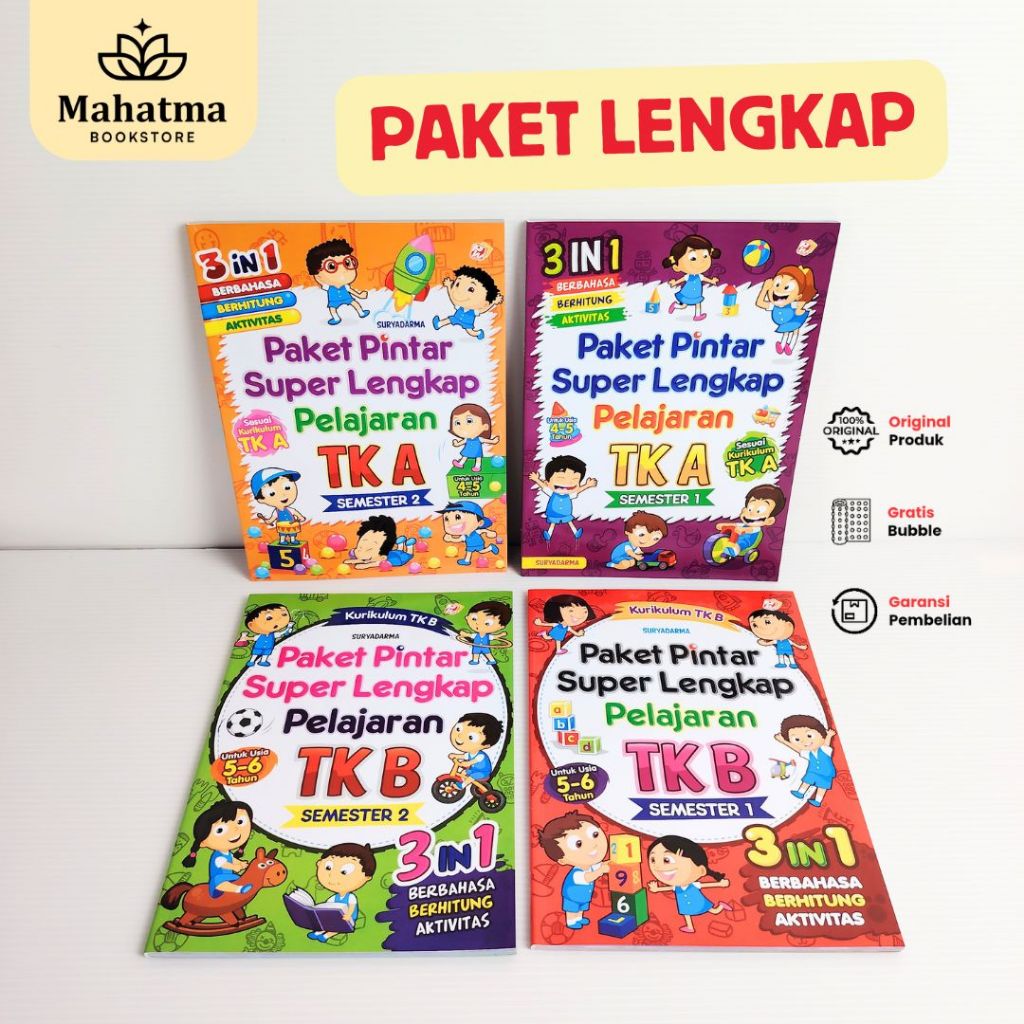 Buku Belajar Anak TK - Paket Pintar Super Lengkap Pelajaran TK A & TK B (Semester 1 & 2)
