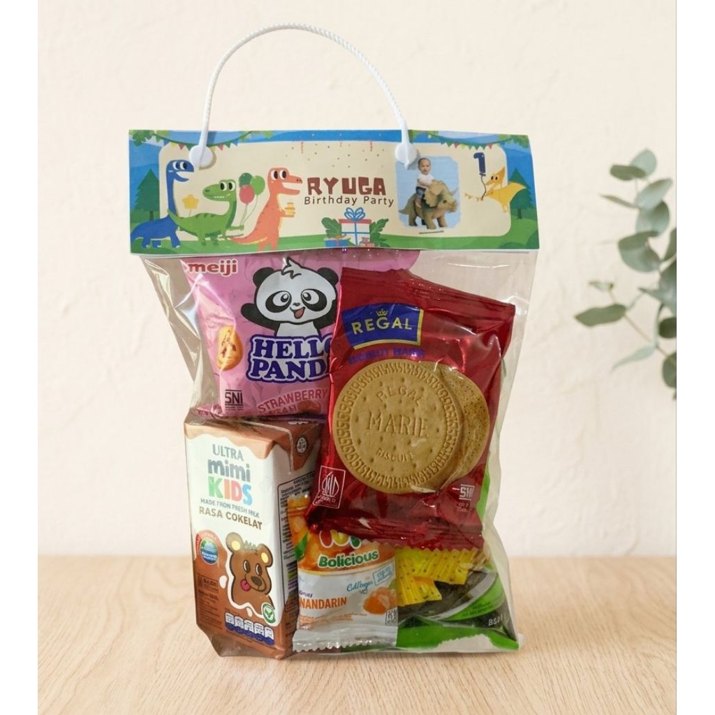 Goodie Bag Snack Custom | Snack Box Goodie Bag Birthday  | Souvenir Ultah Anak Lucu & Praktis