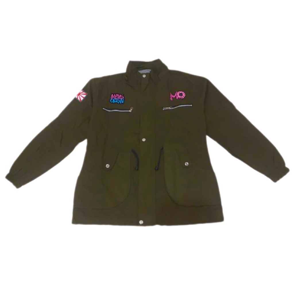 Jaket Parka Wanita Topi Lepas Pasang - Army