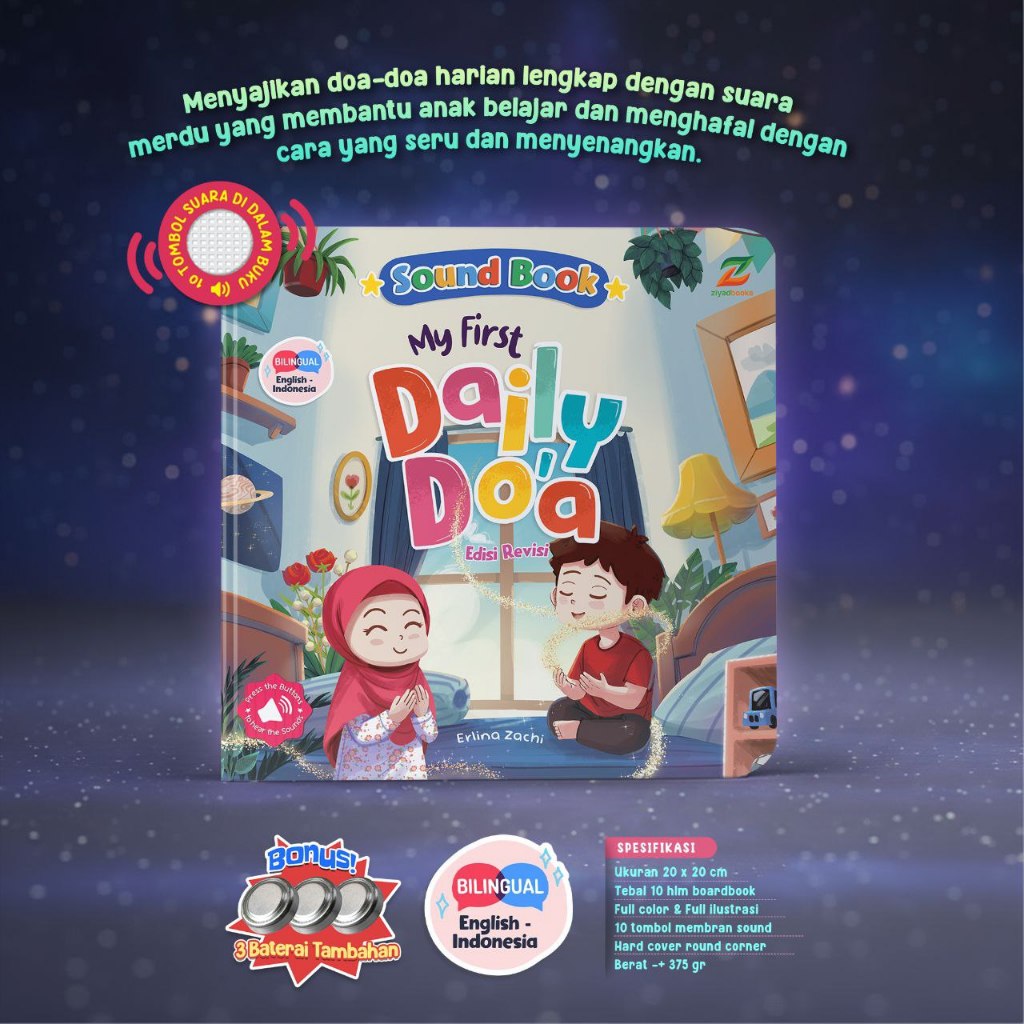 (ORVIL) My First Daily Doa Sound Board Book Buku Anak Muslim 3t+ PAUD Ziyadbooks