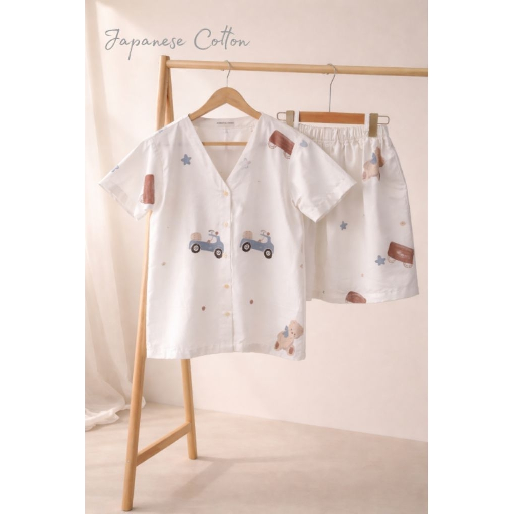 Piyama Set Cotton Kerah V