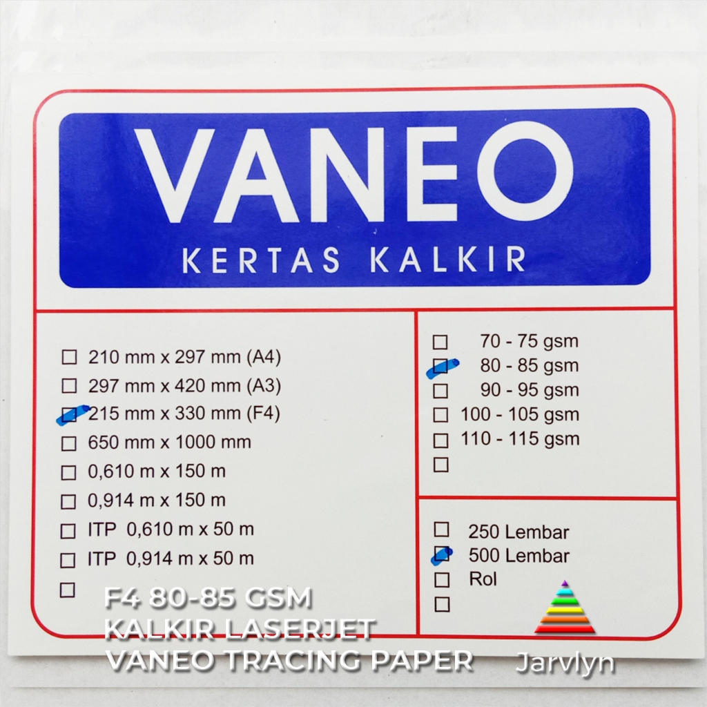 Vaneo Kertas Kalkir F4 Folio 80/85 gsm Tracing Paper