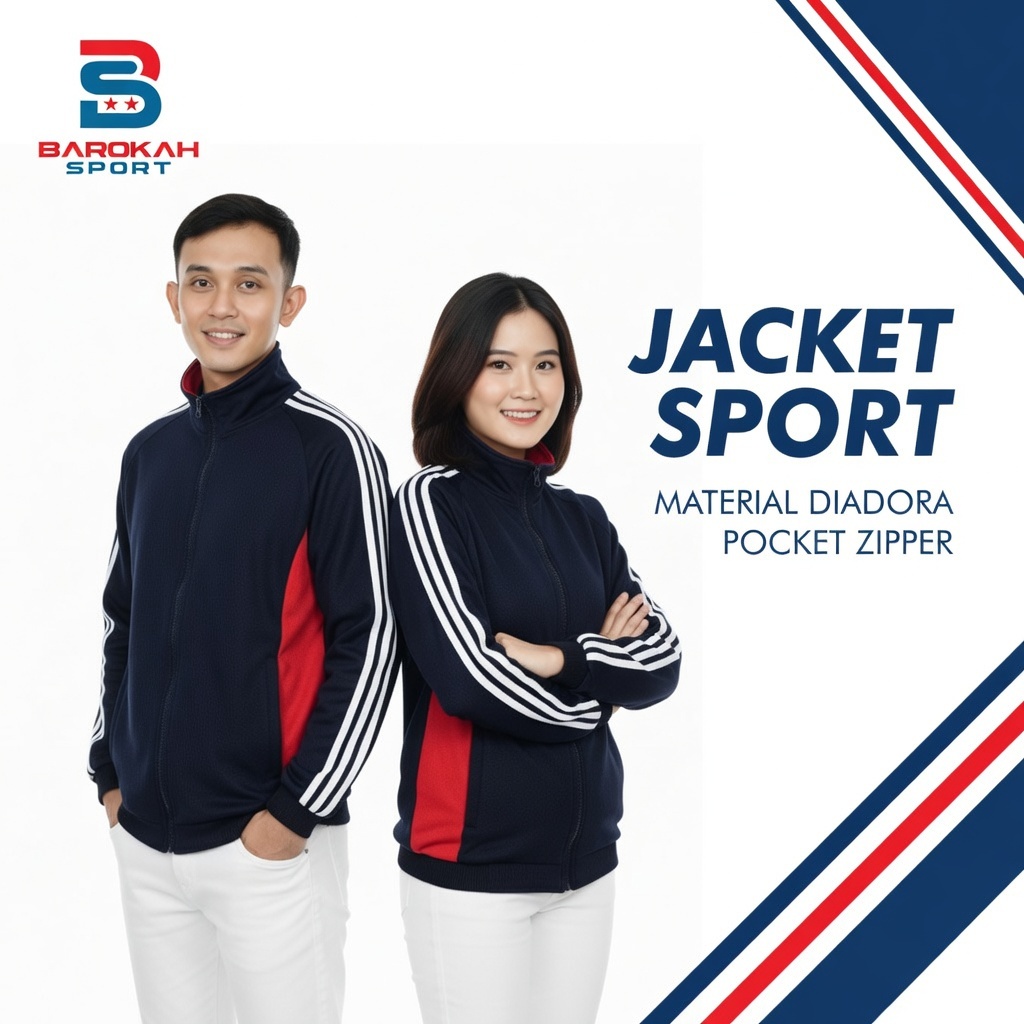 HM Barokah - Jaket Olahraga Laki Laki Perempuan Jaket Training Unisex Jaket Trening Jacket Sport Tre