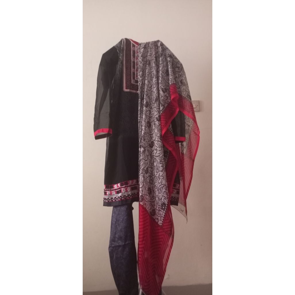 Setelan Baju India Panjang Plus Selendang