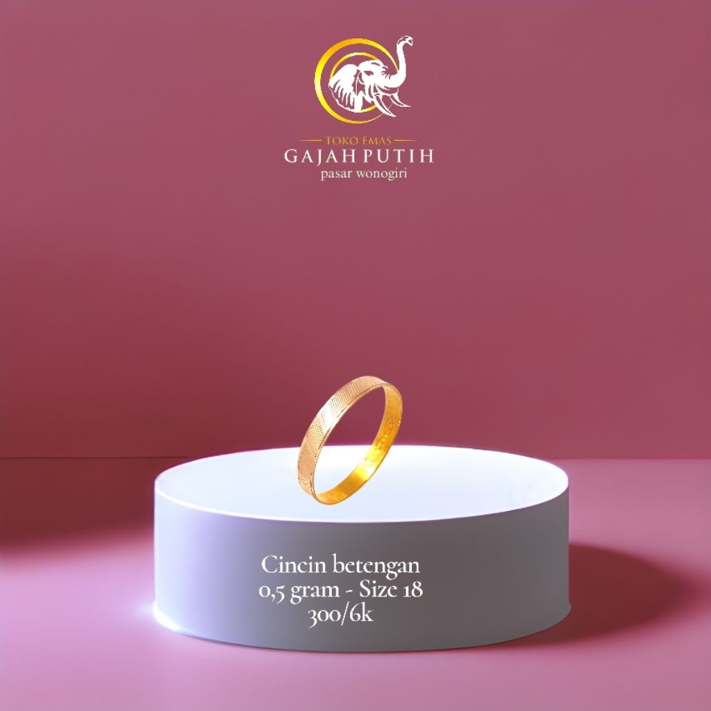 Cincin emas betengan 0,5 gram