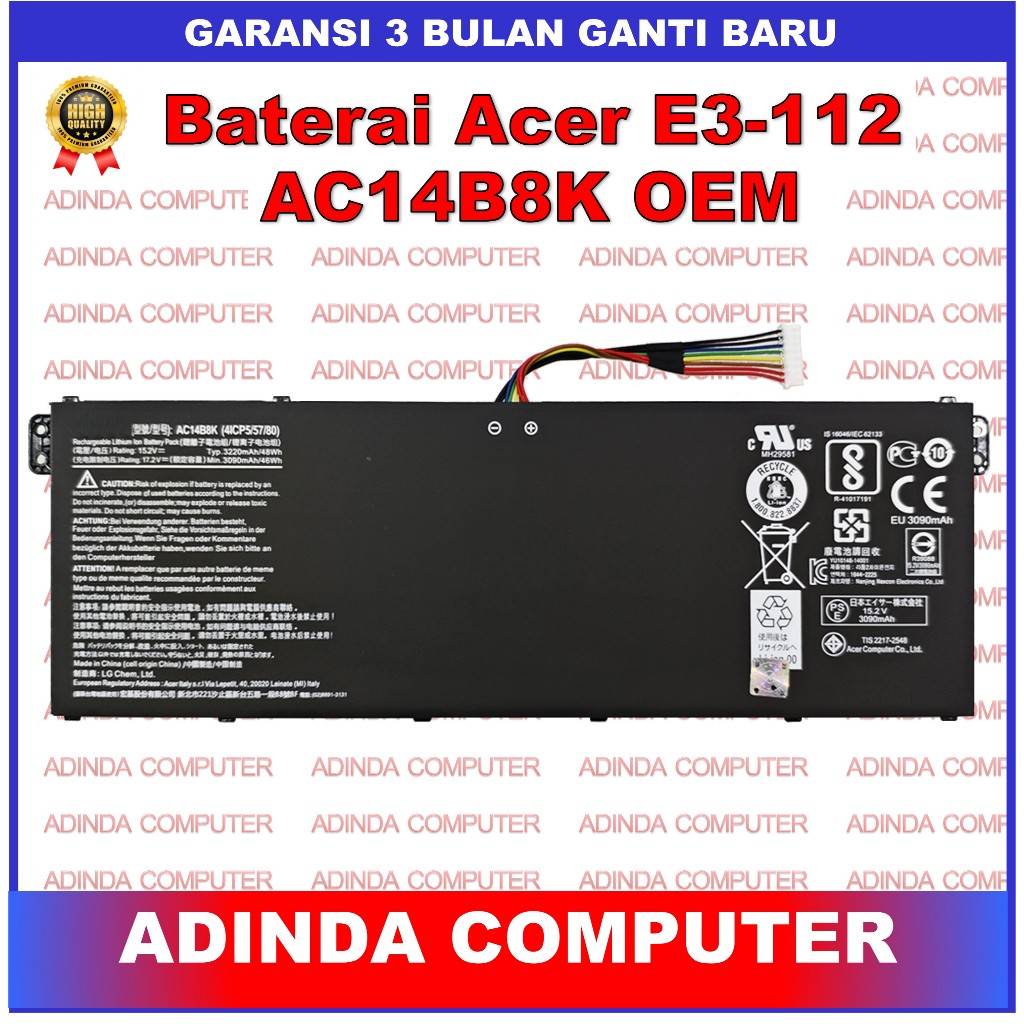 Baterai Acer Aspire E3-112 Chromebook 13 C810 CB5-311 CB5-311 Chromebook 15 CB5-571 C910 CB3-531