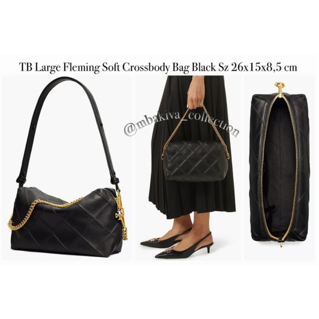 TB Large Fleming Soft Crossbody Bag Black