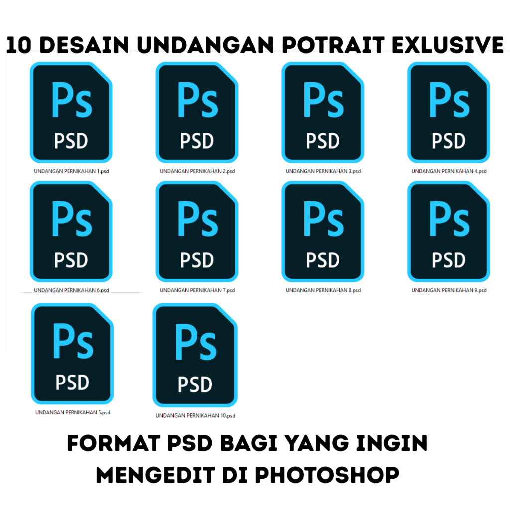 10 Template Desain Undangan Pernikahan Potrait Exlusive Format PSD CDR - GKI025