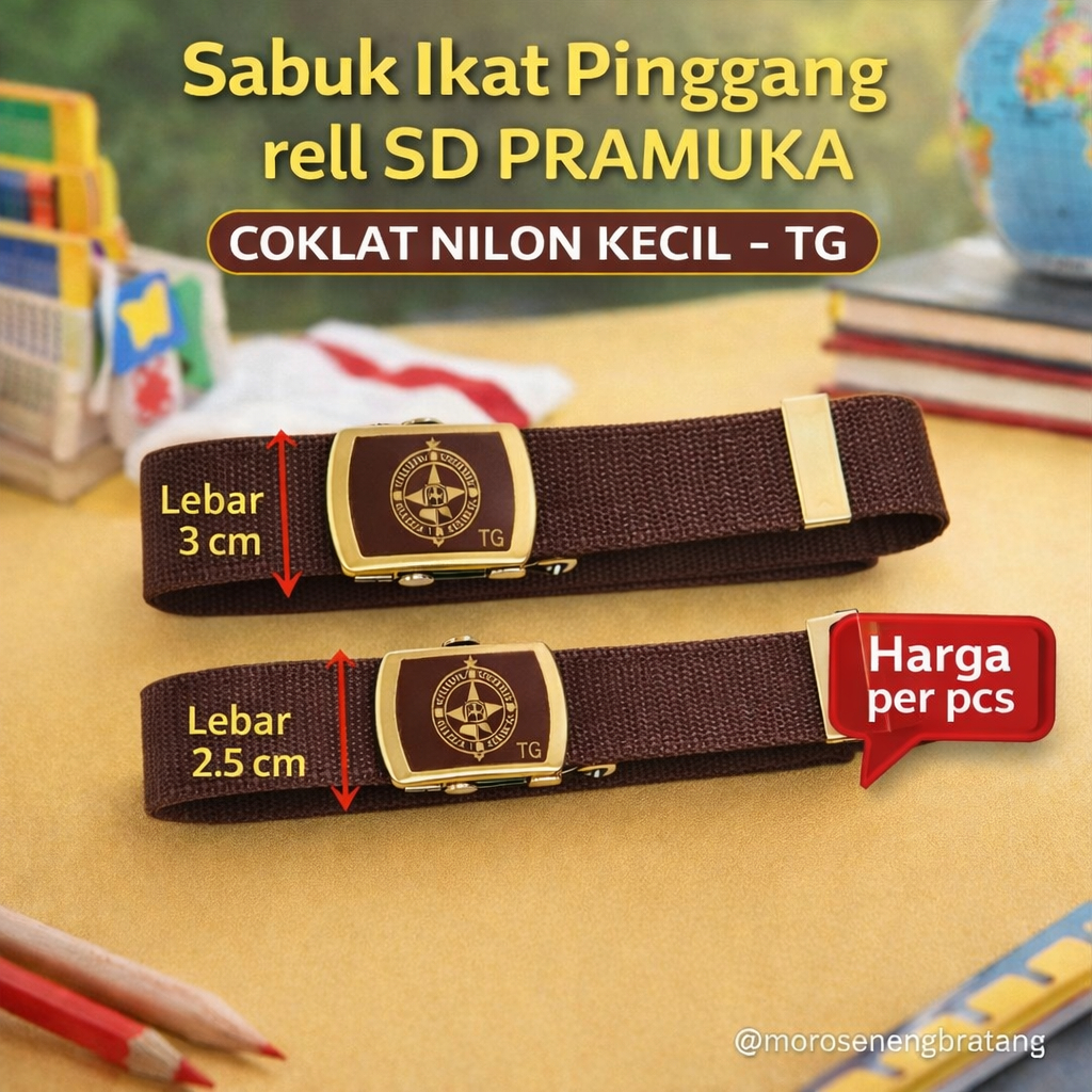 Sabuk ikat pinggang rell SD PRAMUKA coklat NILON kecil - TG