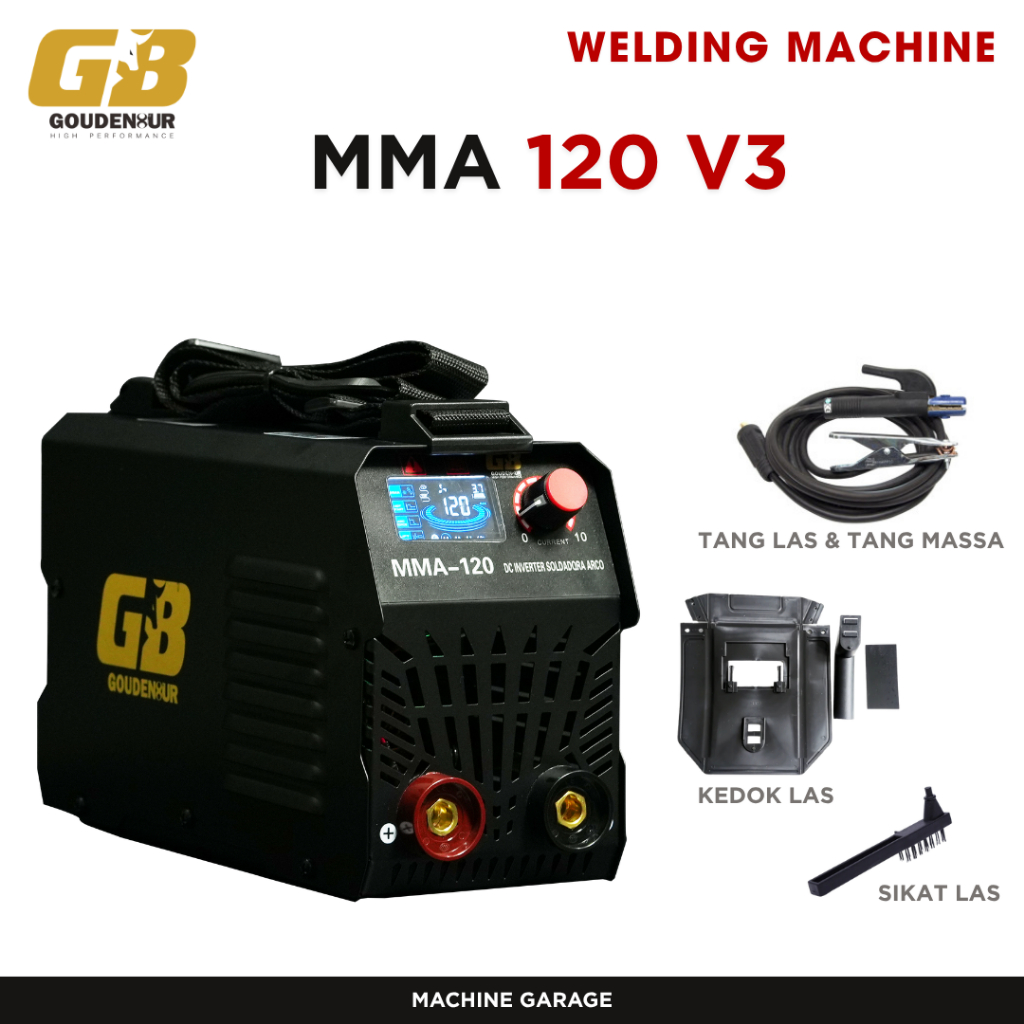Mesin Las 2in1 MMA TIG Argon 120A GB V3 IGBT 450 Watt - Lift TIG VRD Anti Sengat