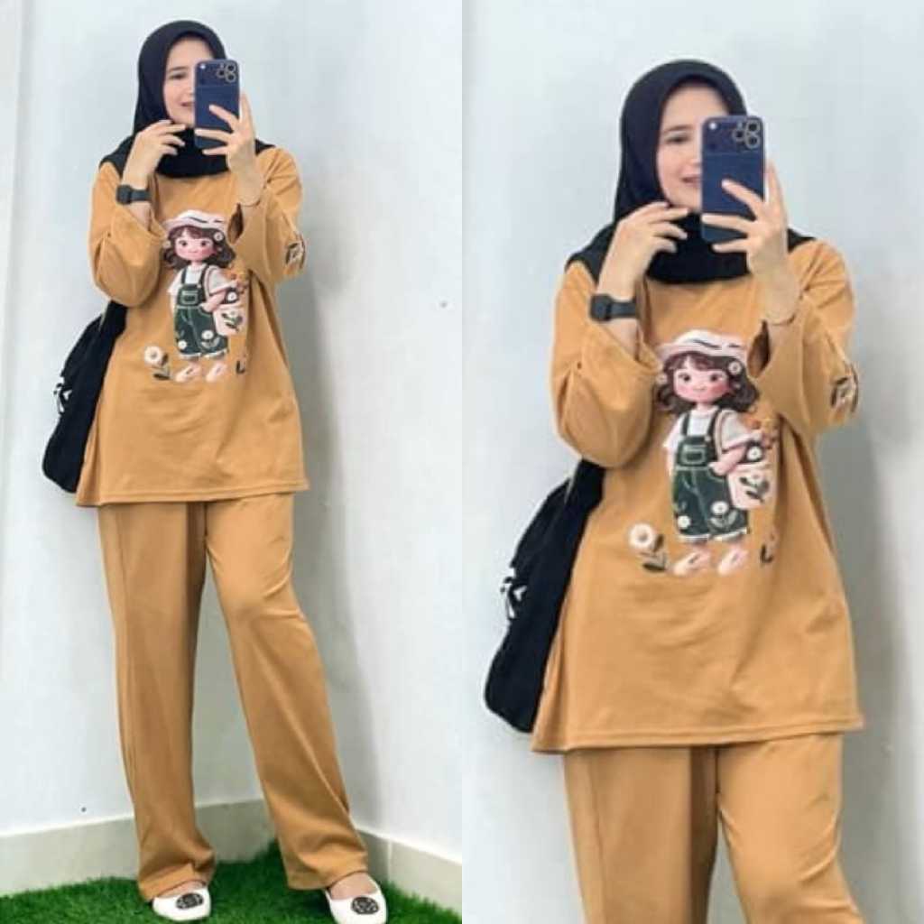 BAJU SETELAN CELANA CARGO WANITA DEWASA, SETELAN COMBED WANITA