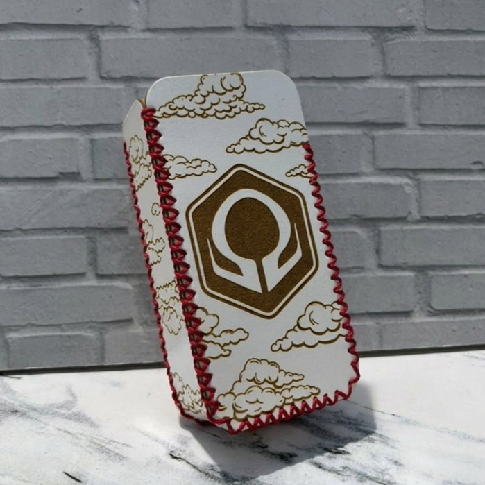 Cover Case HexV-3 / Oframe Sintetis Putih Leather Bng Merah Motif Cloud Pattern Logo