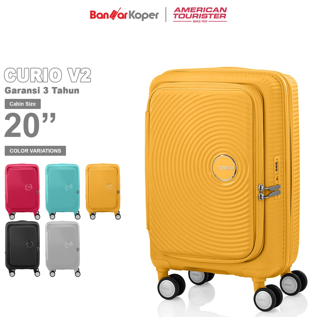 American Tourister Curio Koper Kabin 20 Inch Front Open Hardcase PP Anti Pecah TSA Expandable