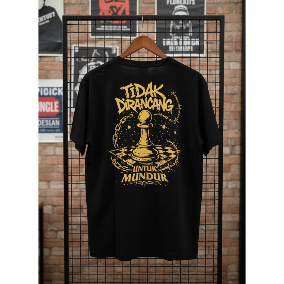 KAOS MOTIVASI, DIRANCANG UNTUK TIDAK MUNDUR, BAHAN COTTON 24S ADEM, UNISEX, CETAK 2 SISI DEPAN BELAK