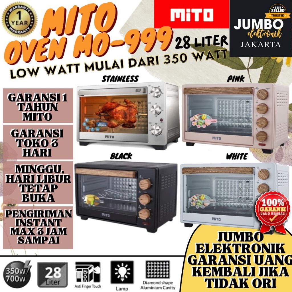Oven Mito MO 999 TOP Oven 28 Liter Original Garansi Resmi Oven Mito Low Watt 28 Liter Electric Oven 
