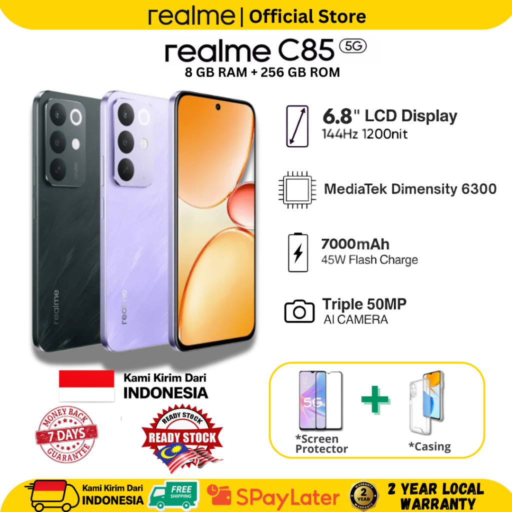 Realme C85 Series 8/256GB 7000mAh Battery Official Store HP Android Terbaru Handphone