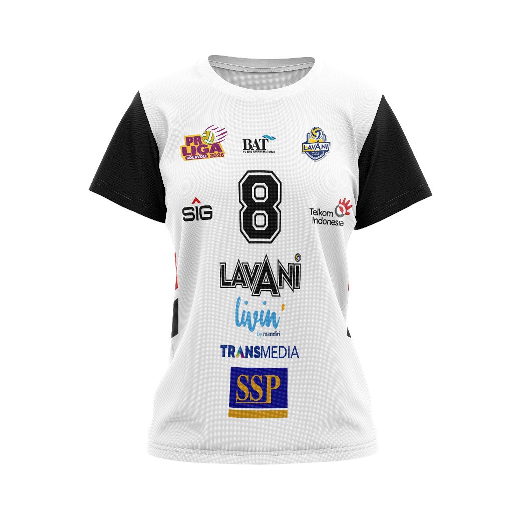 Baju Kaos Jersey Wanita Voli Olahraga Volley ProLiga Lavani 2026 PUTIH Dewasa Custom Full Print Free