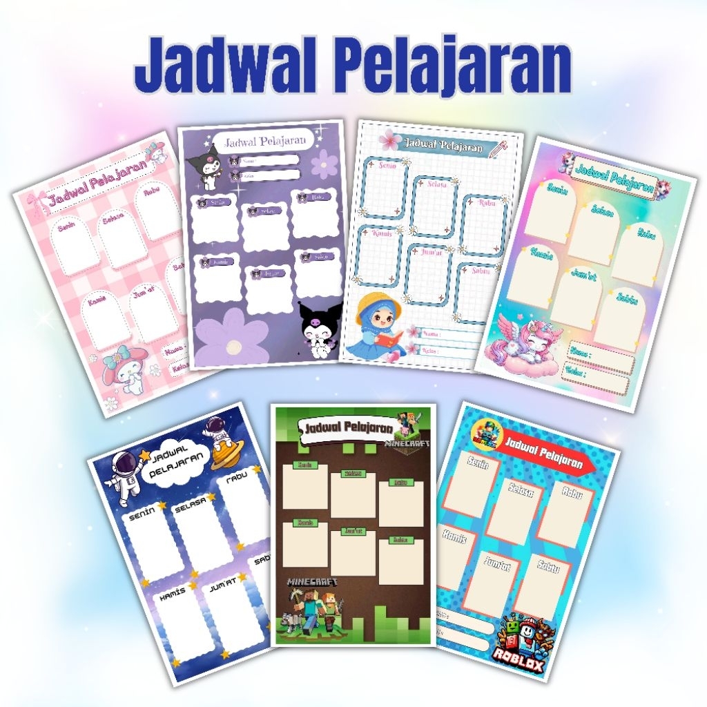 Poster Jadwal Pelajaran  Wipe & Clean