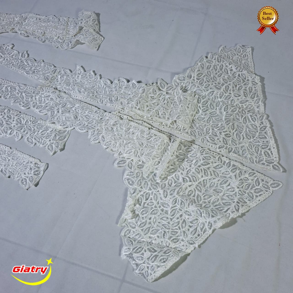 Renda Bordir Kebaya Encim Warna Beragam (Renda Saja) Motif bunga merak/RENDA BORDIR KEBAYA ENCIM TER