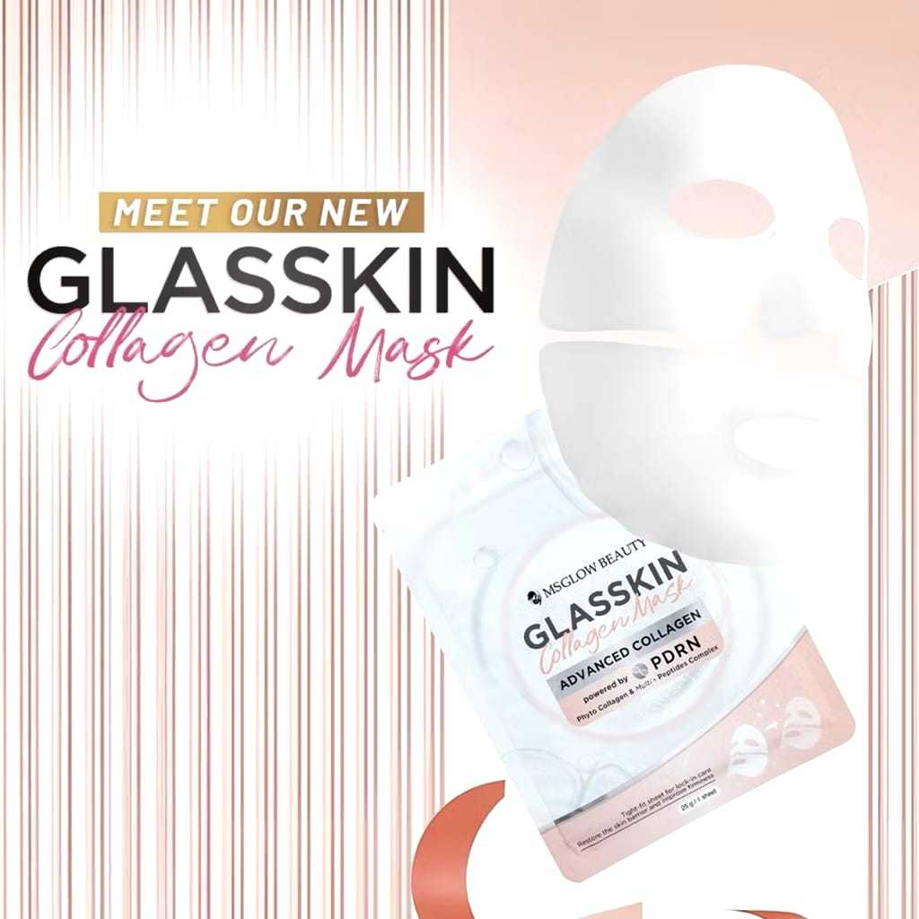 MS GLOW - GLASSKIN COLLAGEN MASK / Glasskin Collagen Mask/Sheet Mask Collagen Ms glow
