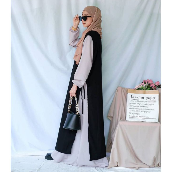 Outer Wanita Long Vest Kondangan Tali Ikat Samping Premium Airflow