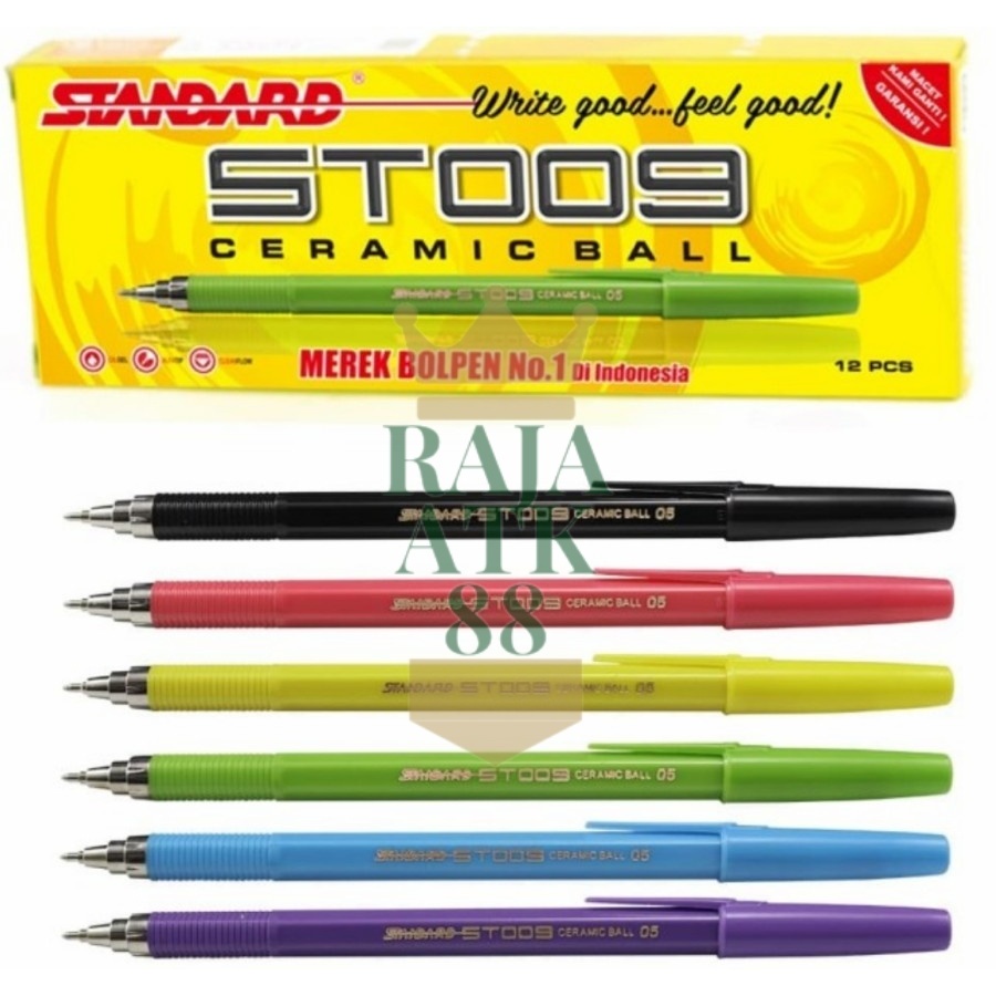 Bolpen / Ballpoint / Pulpen / Pena Standard ST009 ST 009 Hitam (12 pcs) Selusin