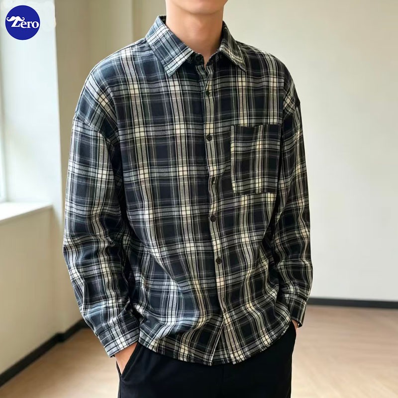 Kemeja Flanel Pria Lengan Panjang Jumbo Motif Distro Kotak-Kotak Premium