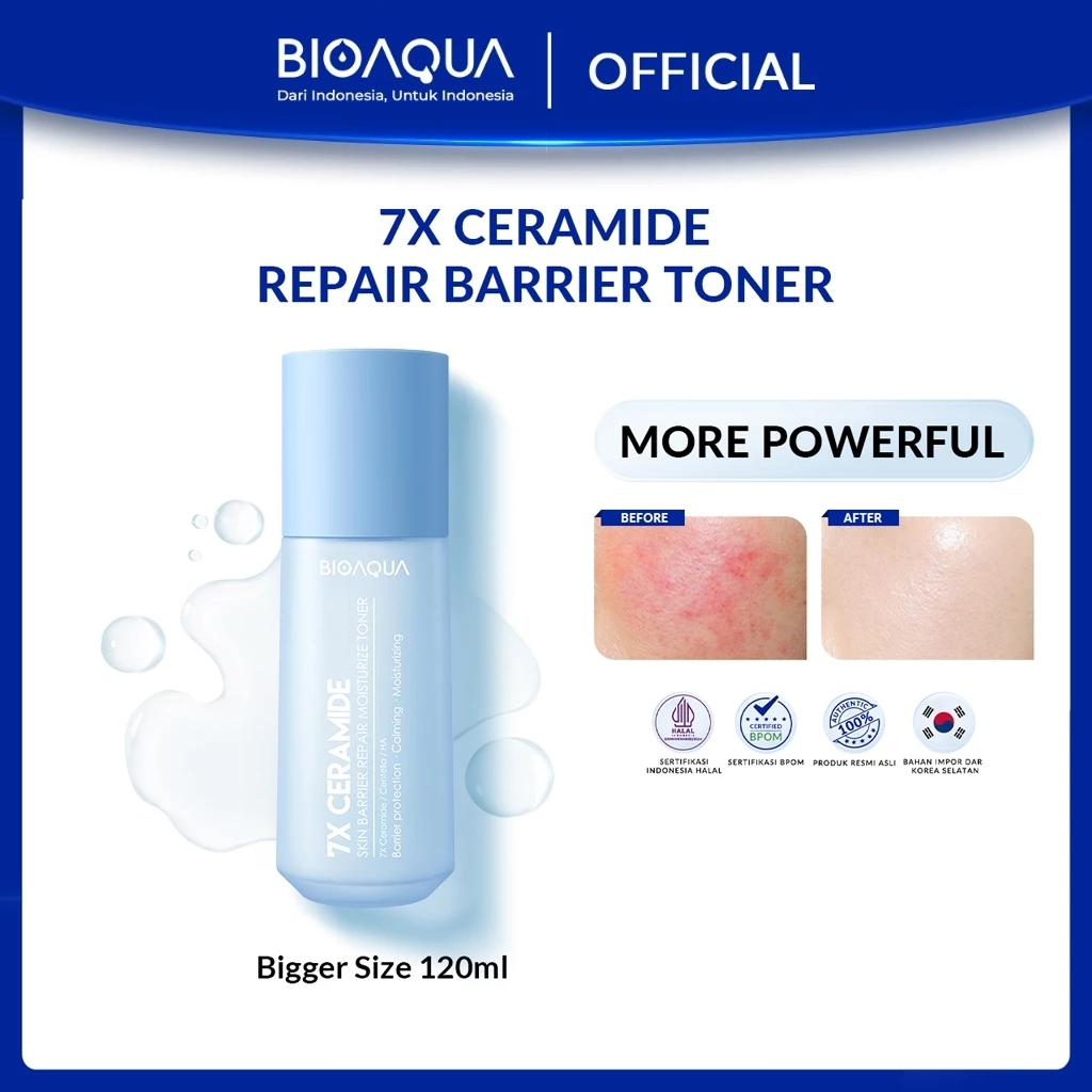 BIOAQUA 7X Ceramide Skin Barrier Repair Moisturizer Toner Wajah 120ml Glowing Hydrating Toner Pemuti