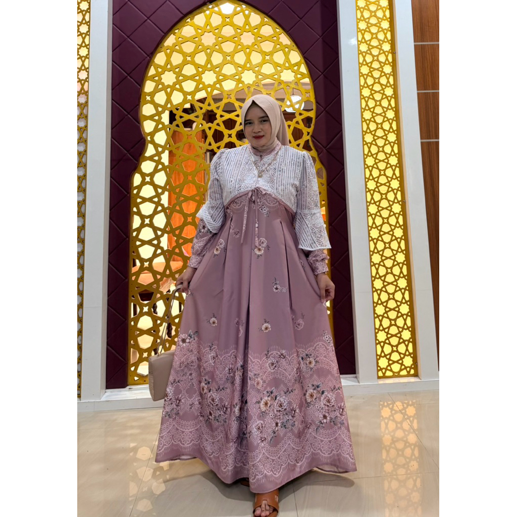 SABILA Gamis Bahan Lionel rici premium kombinasi brokat