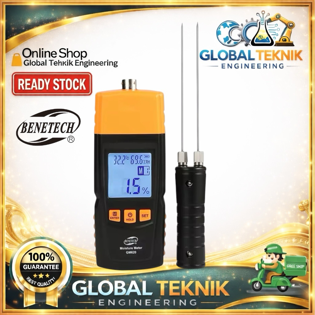 Moisture Meter GM620 Benetech Wood Kayu Paper Kertas MC Tester Timber