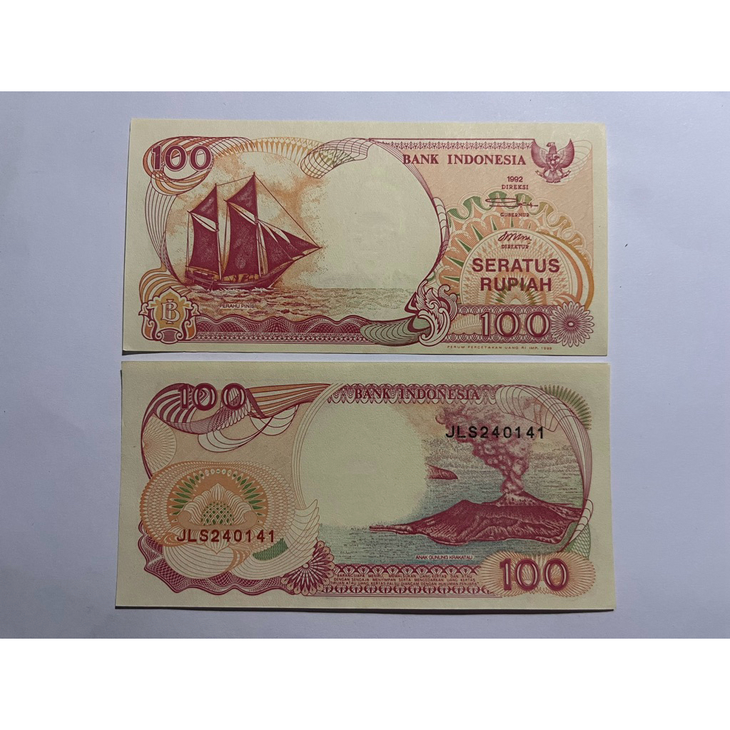 uang kuno Rp 100 prau pinisi tahun 1992