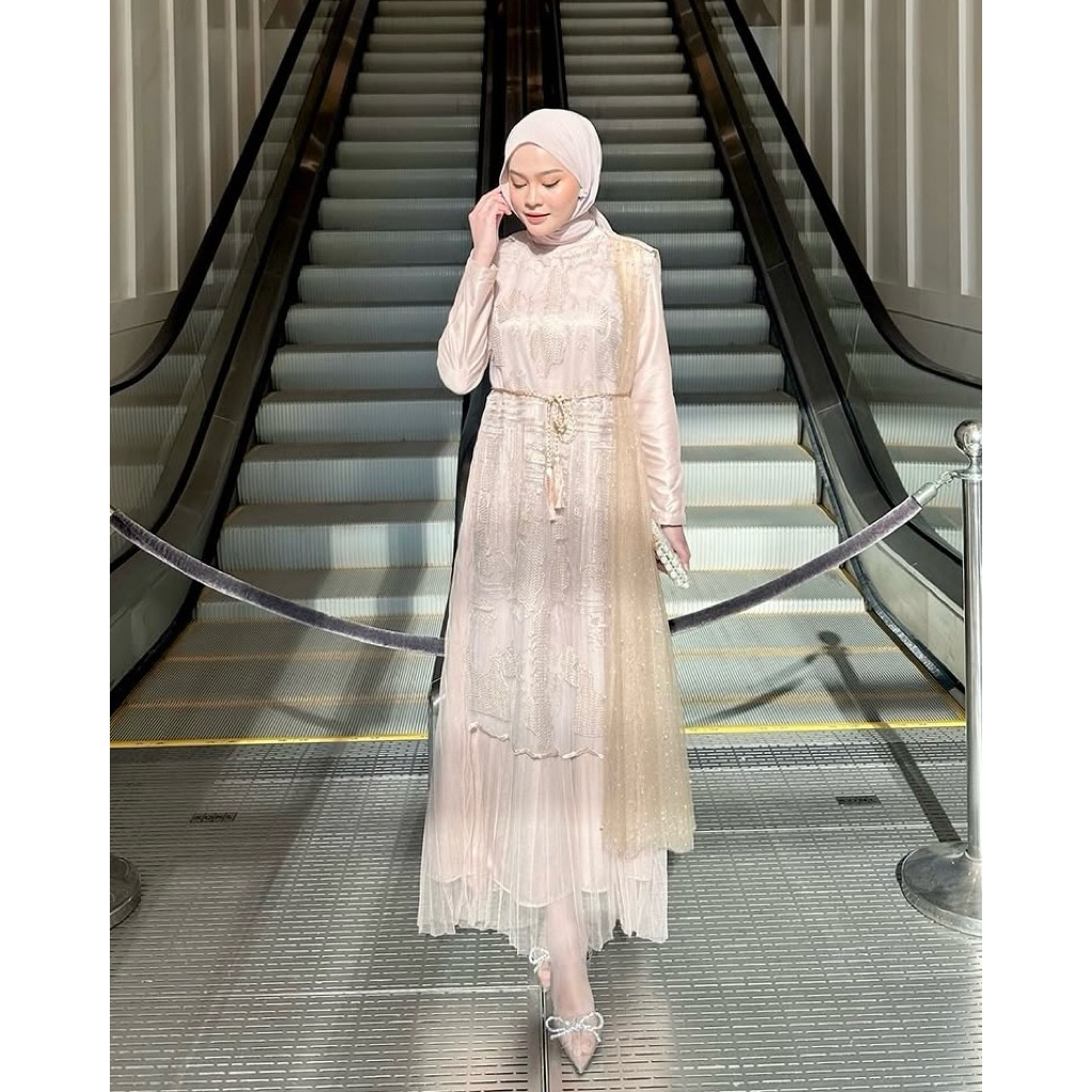 SEWA | RENT Bianca Dress Cream Nude dress kondangan lamaran party wisuda