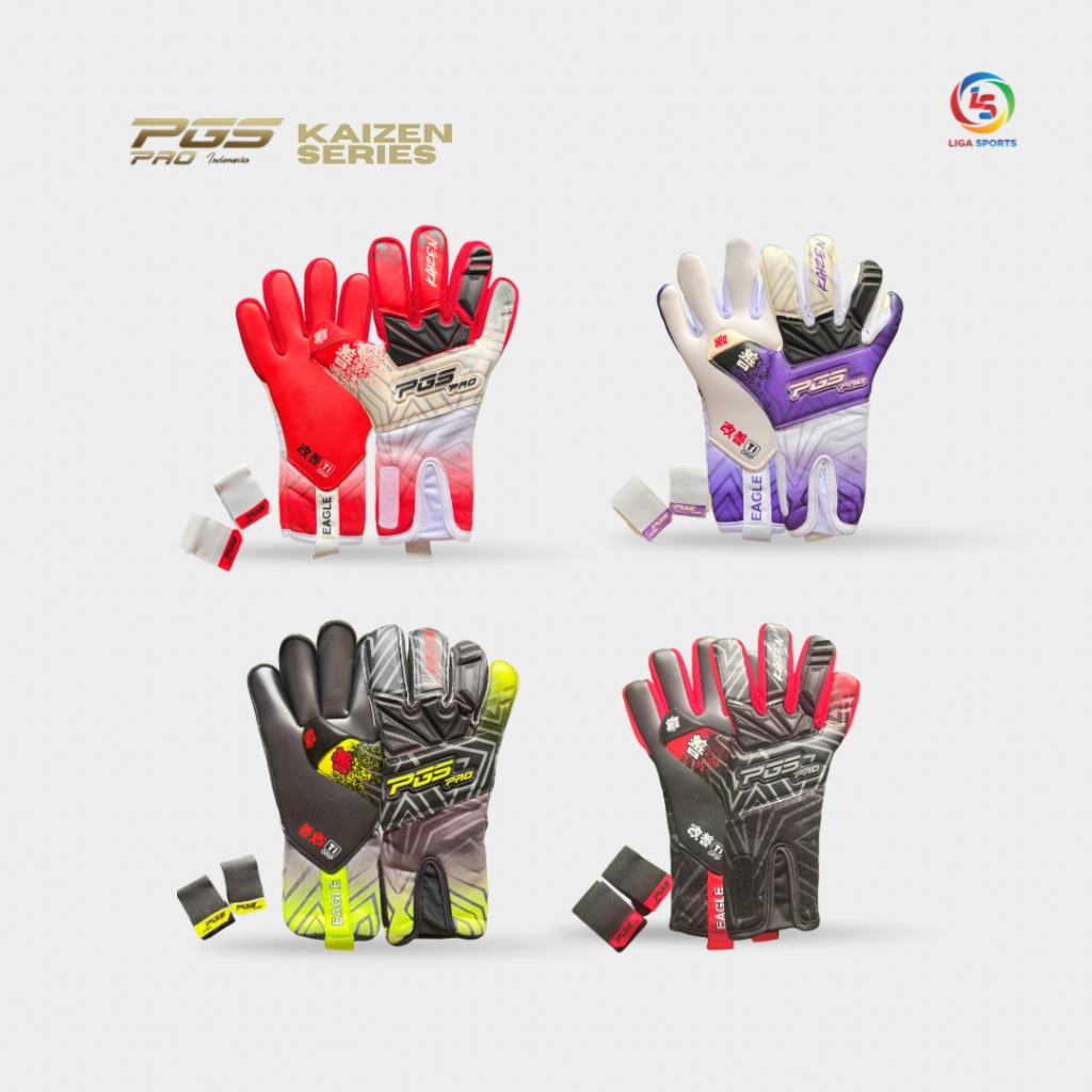 Sarung Tangan Kiper Gloves Bola PGS Pro Eagle Kaizen Lengket Original Grip Super