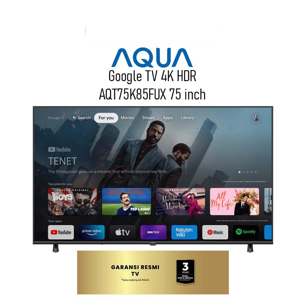 LED TV AQUA AQT75K85FUX LED 4K HDR Google TV 75 inch AQT-75K85FUX Bezelless