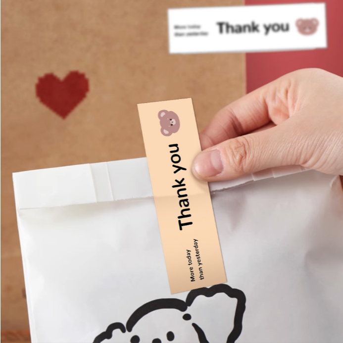 100 pcs Stiker Panjang 2x7cm 2cm x 7cm Label Sticker Thank You For Your Order Senyum Manis Lucu Stik