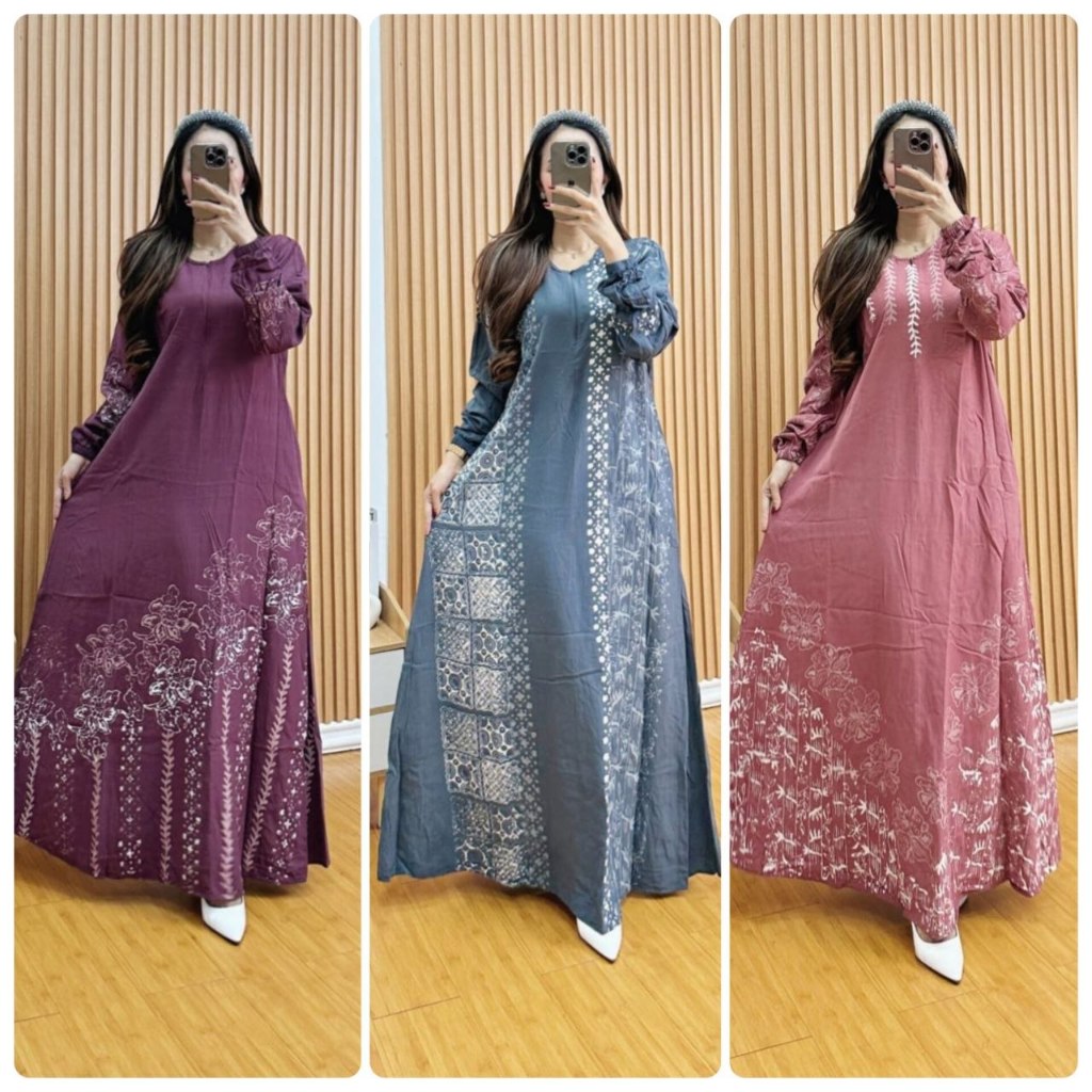 OBBE RYA 1 - GAMIS RAYON TEBAL LD 110 | GAMIS RAYON BATIK PEKALONGAN | GAMIS RAYON CAP MALAMAN | GAM