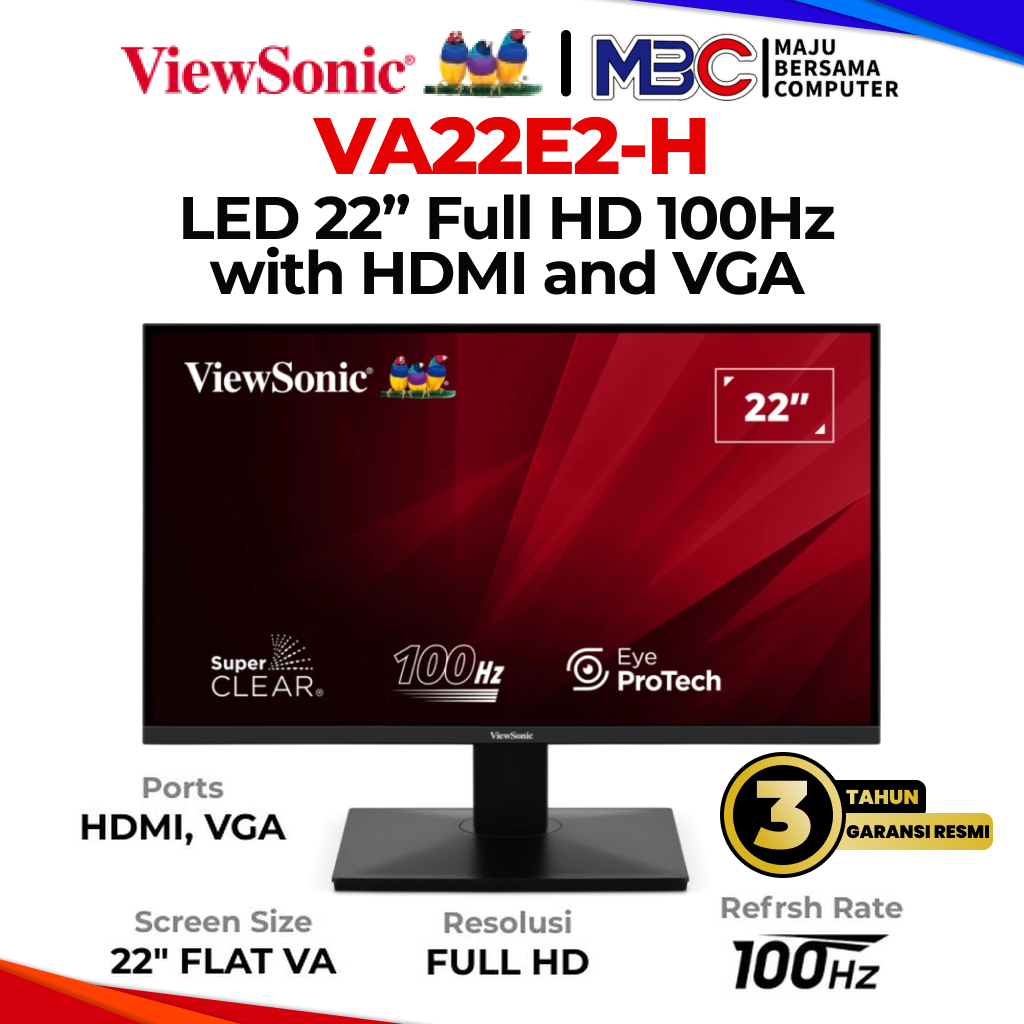 LED Viewsonic VA22E2-H 22 inch VA FHD 100Hz 22INCH - Monitor Layar 22inch 22 inch