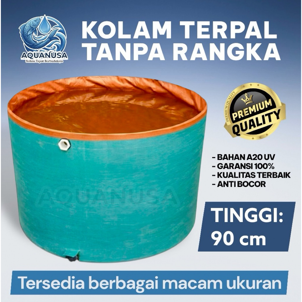 Kolam Terpal Tanpa Rangka Tinggi 90cm Kolam Bulat Karpet Talang