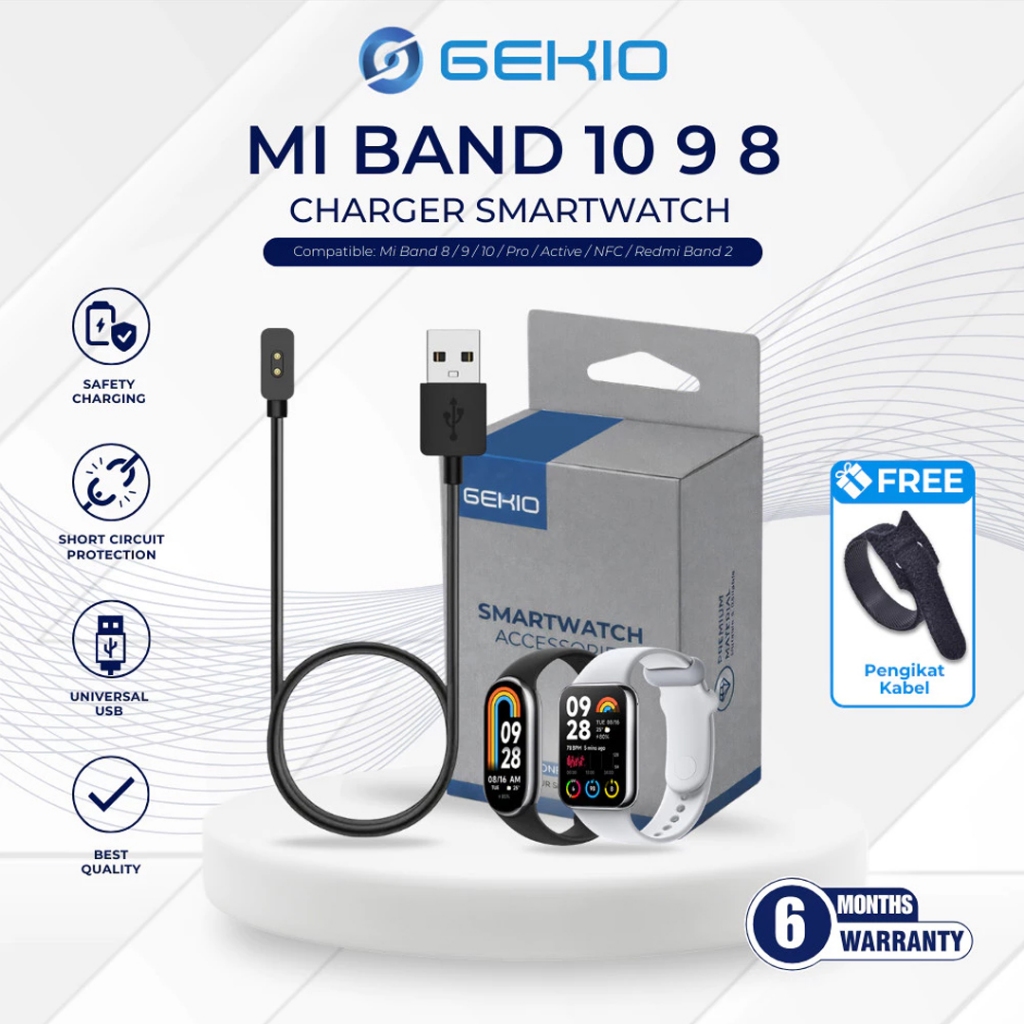 GEKIO Kabel Charger for Smartwatch Smartband Xiaomi Mi Band 10 / NFC / 9 / 9 Pro / 9 Active / 8 / 8 