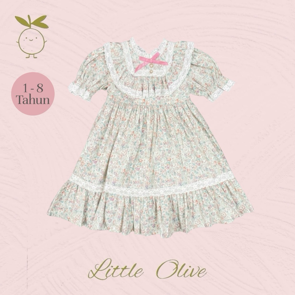 Little Olive - Loraine Dress | 1-8 Tahun | Dress Anak Perempuan Hand Smocked Dress Baju Anak Premium