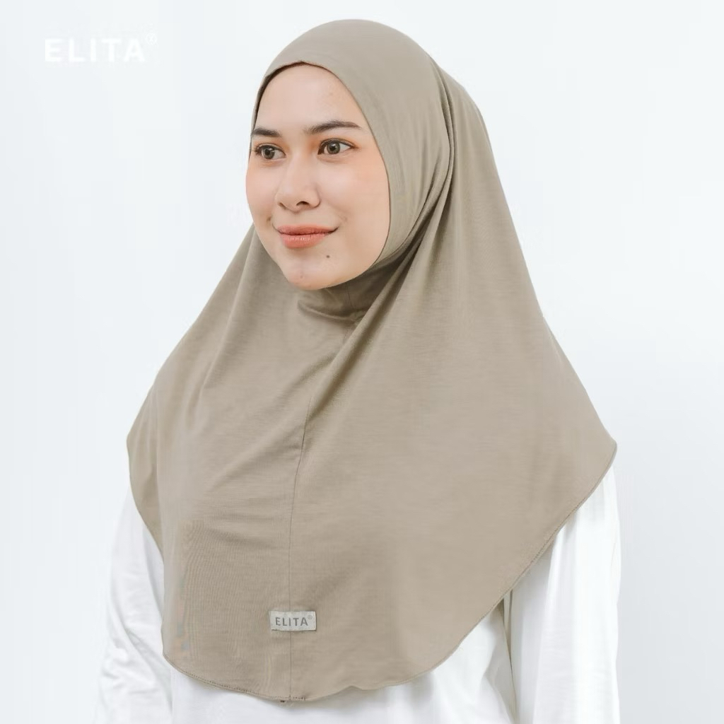 (PRELOVED) Bergo rayon spandex - Elita kerudung (khaki)