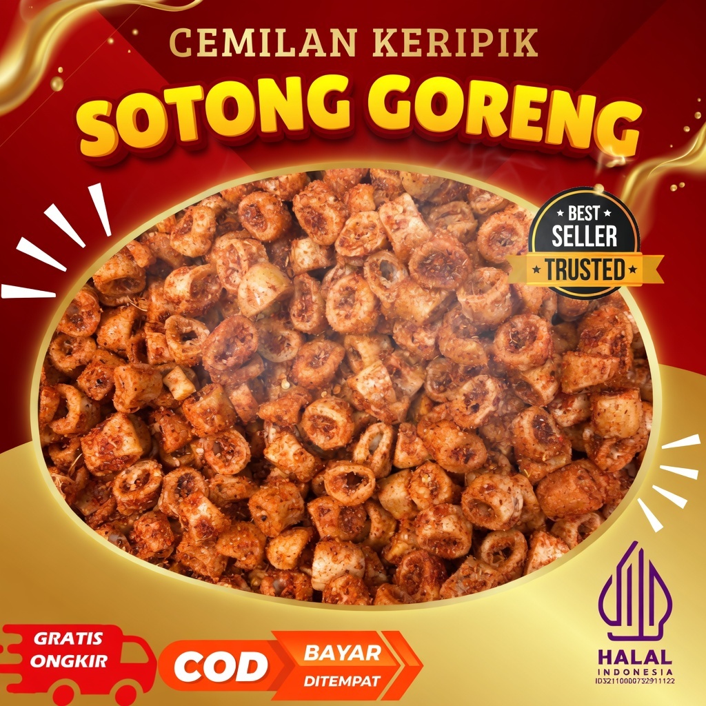 Sotong Goreng Pedas 500 Gram Keripik Sotong Geprek Bawang Crispy Snack Cemilan Halal Murah