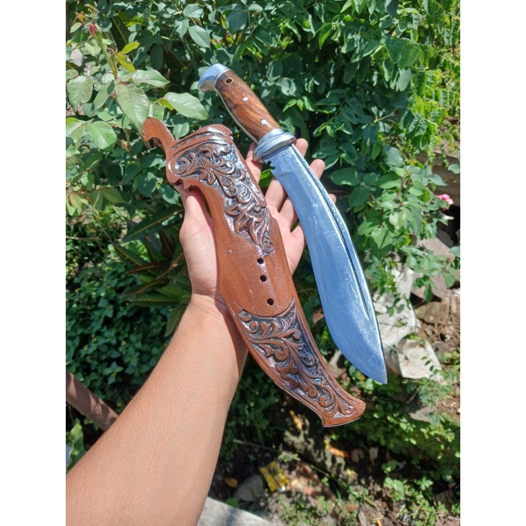 PISAU TEBAS FULL TANG ASLI BAJA/ PISAU HUNTING/ PISAU KUKRI/ PISAU NEPAL/ PISAU UKIR