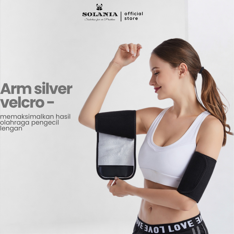 SOLANIA Korset Deker Tangan Pelangsing Lengan Pembakar Lemak Slimming Arm Silver Velcro Sauna Pria W