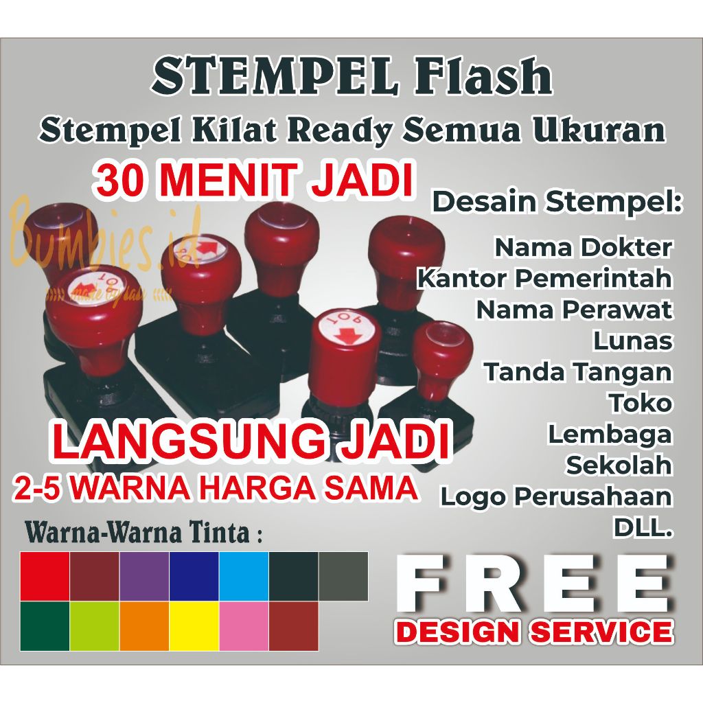 Stempel Flash Otomatis FREE DESAIN (Sudah Terisi Tinta)  Stempel PPAT | Stempel KPPS | Stempel Toko 