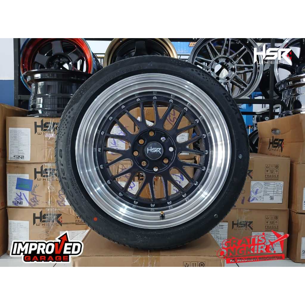 PAKET KOMPLIT MURAH VELG MOBIL HSR TYPE LEMANS R16 H8 + BAN ACCELERA IOTA EVT 205 55 R15 TUBLES