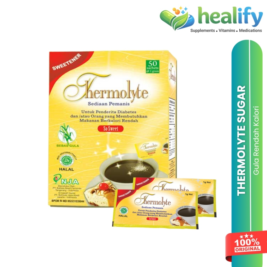 OFFICIAL STORE - Thermolyte Sugar 50 Sachet Sweetener Diet Pemanis Gula Tropicana Slim Diabetasol
