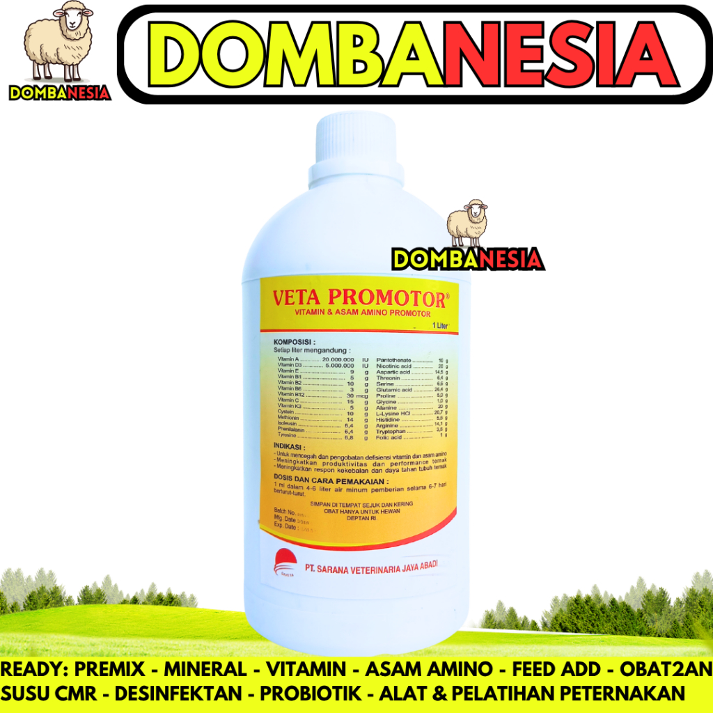 VETA PROMOTOR 1 LITER Premix Cair Vitamin Asam Amino Pemacu Pertumbuhan Ternak Ayam Sapi Domba Babi