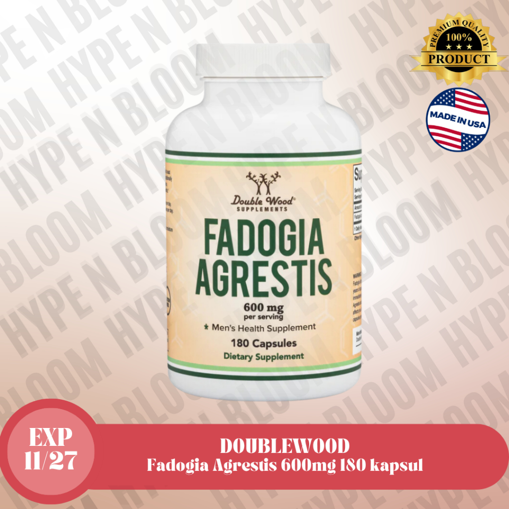 Double Wood Fadogia Agrestis 600 mg isi 180 kapsul suplemen kesehatan pria hormon fitnes athletic pe